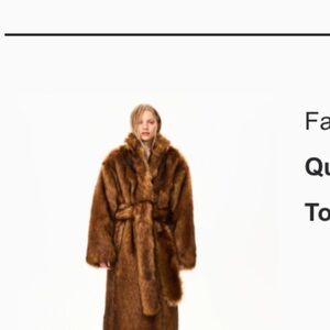 Luxurious Brown Faux Fur Trench Coat